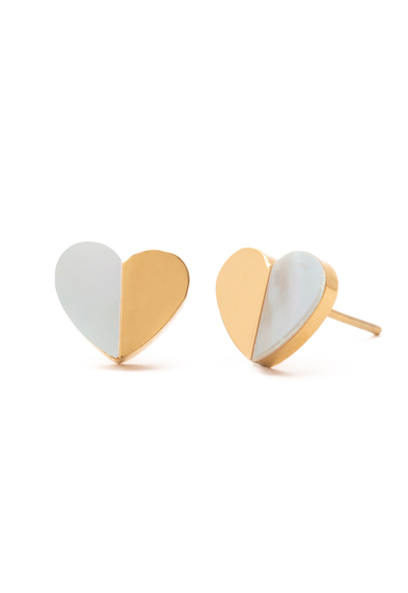 Give Hope Gold & Mother of Pearl Heart Earrings - Buy 1 and 1 is given to an exploited woman