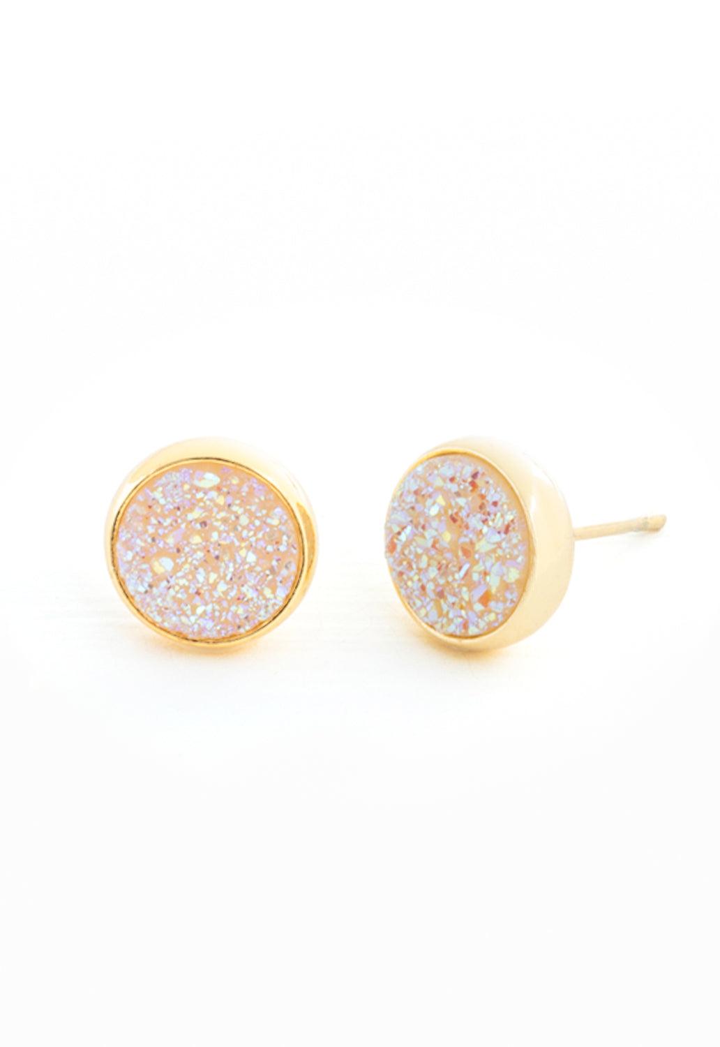 White Agate Gold Stud Earrings - Give Freedom & Hope to Women!