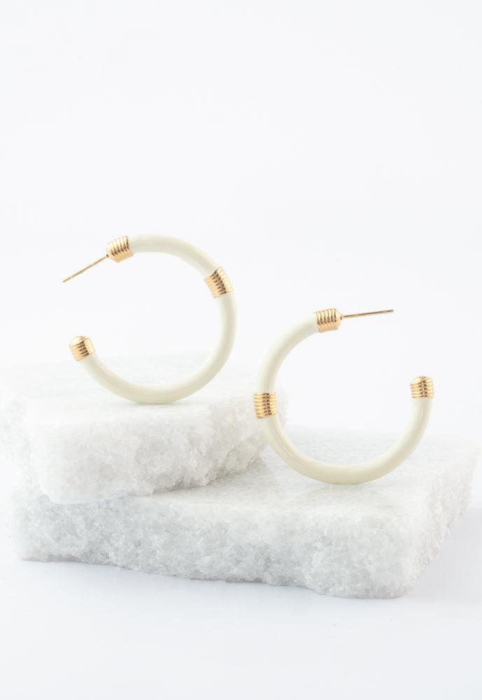 Hope Hoop Earrings in Ivory, Gives Freedom to exploited women!