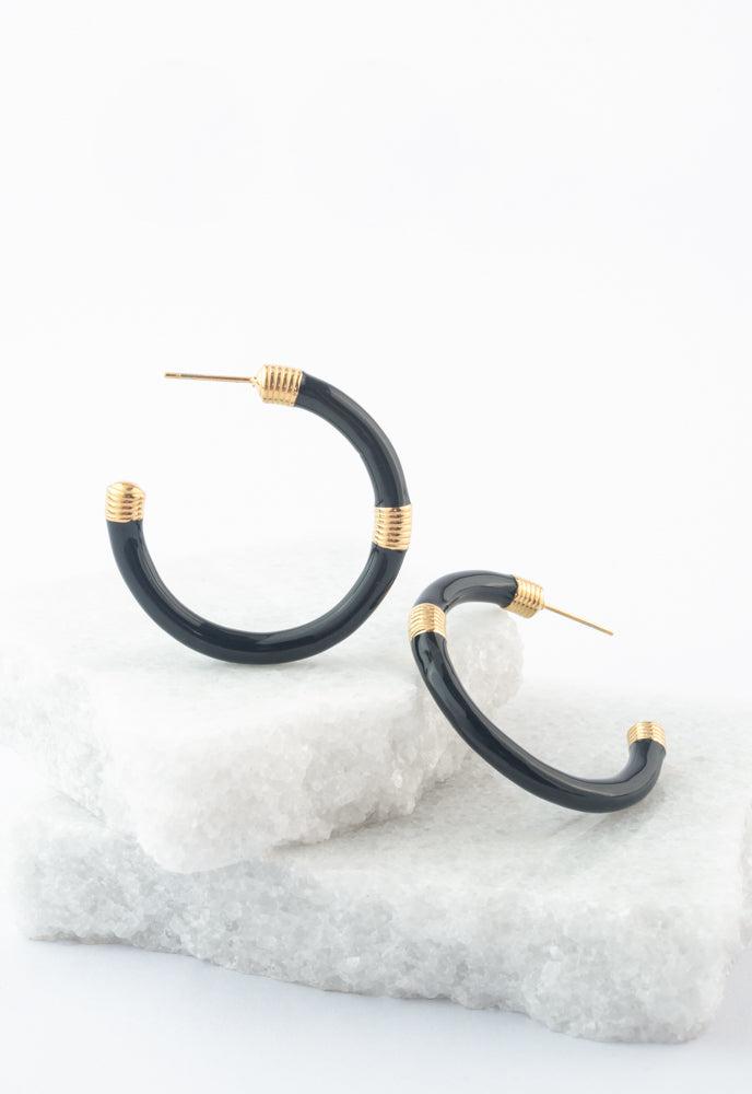 Hope Hoop Earrings in Black, Give Freedom to Women