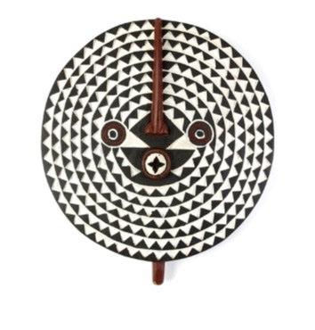 Medium Hand Carved Wooden African Sun Mask from Ghana, Fair Trade