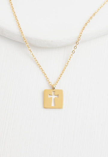Gold Cross Cutout Necklace, Give Freedom to Women!