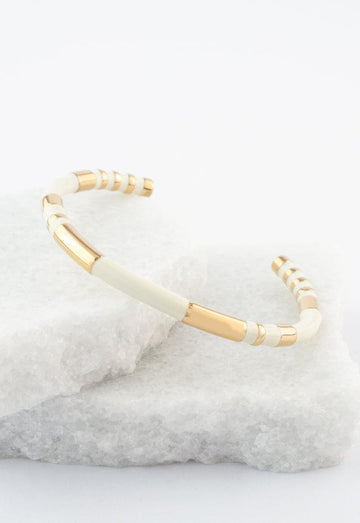 Hope Gold Cuff Bracelet in Ivory,Give women freedom!