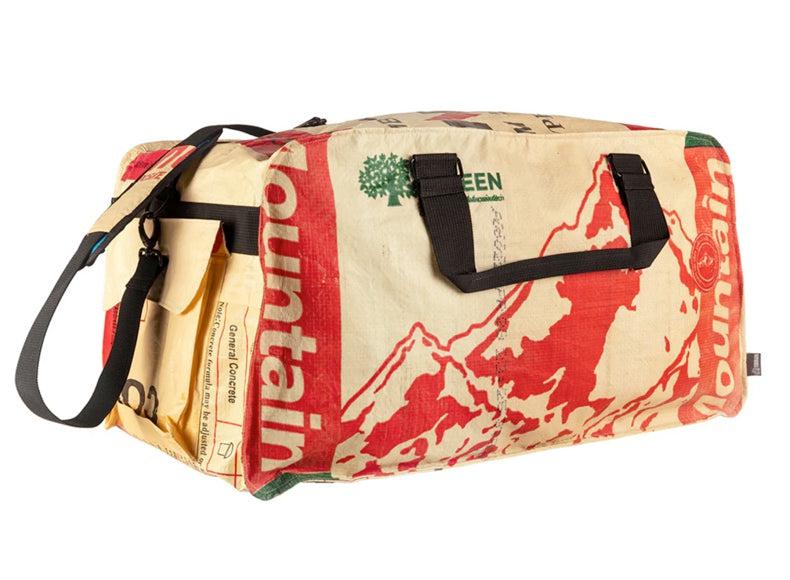Medium Upcycled Duffel Bag, repurposed Feed Bag, Saves Landfill Space!