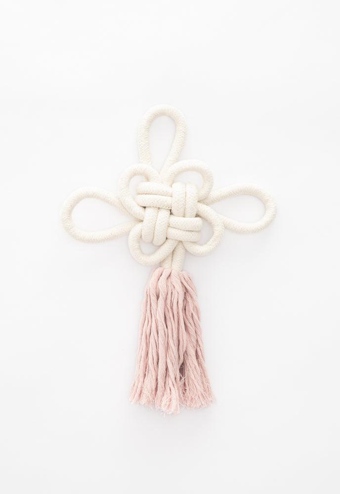 Handmade Cotton Rope Pink Unity Knot Wall Hanging, Fair Trade, Gives Freedom for Women!