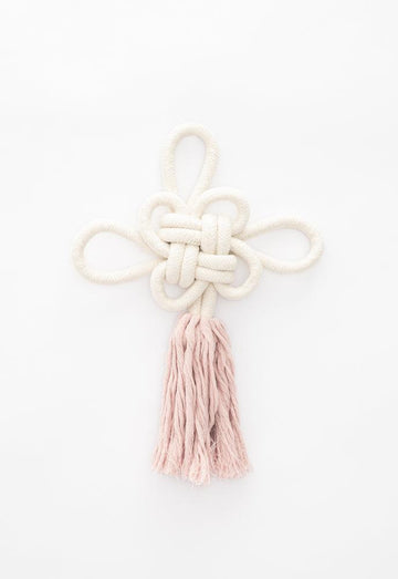 Handmade Cotton Rope Pink Unity Knot Wall Hanging, Fair Trade, Gives Freedom for Women!