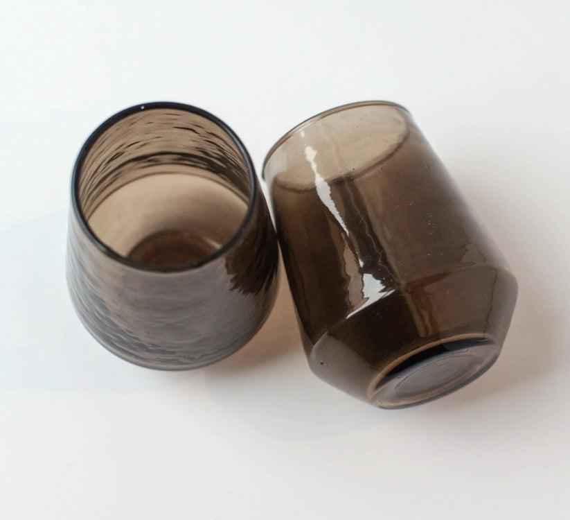 Handblown Hammered Glass Water Tumbler Glasses, Recycled, Ethically Made