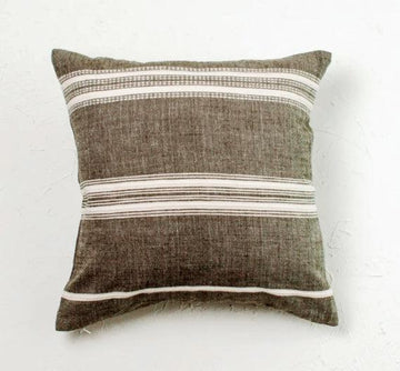 18" Hand Woven Grey Throw Pillow, Ethiopian Cotton, Fair Trade