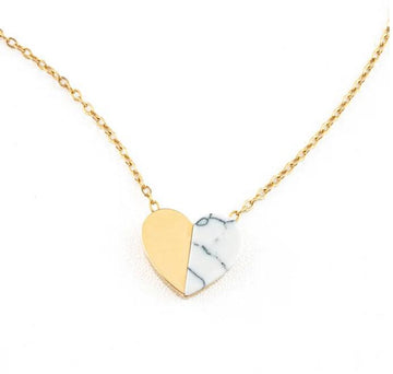 Gold & Howlite Heart Necklace - Gives Freedom to Women & Girls