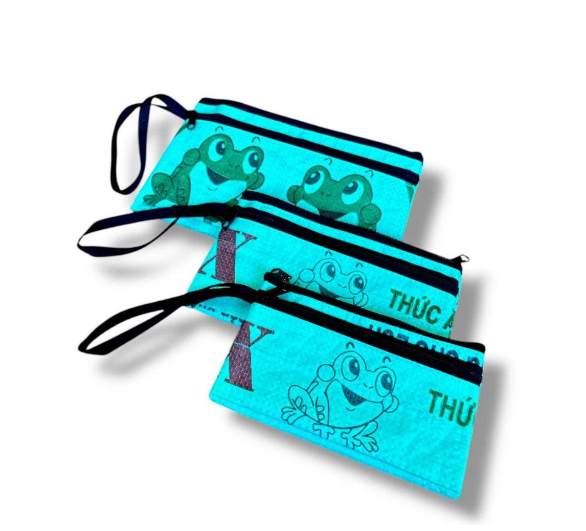 Nesting Upcycled Zip Pouch Cosmetic Bag Set, Sustainable, Saves Landfill Space