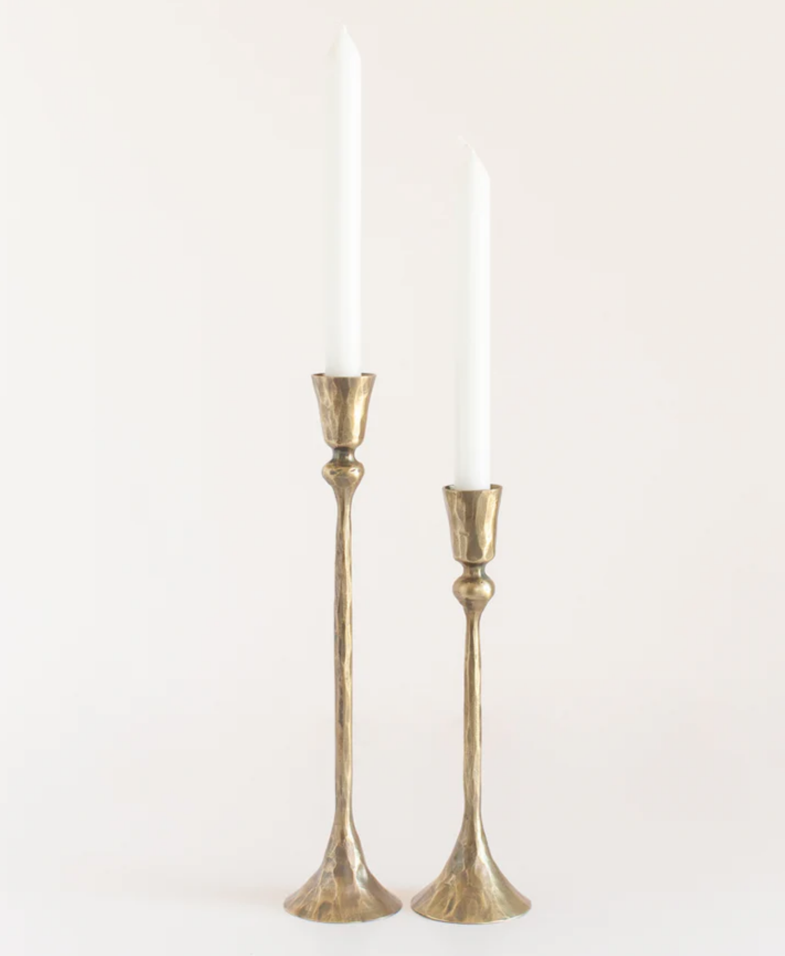 Hand-Forged Iron Candle Sticks - Set of 2, Black or Brass- Fair Trade, India