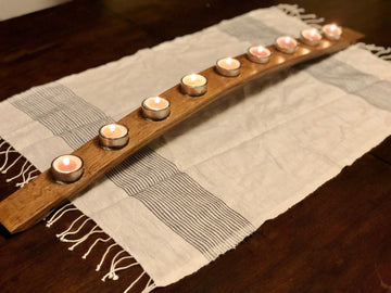 Reclaimed Vino Barrel Candelabra or Menorah - (9 or 12 candles)- Save our Landfills!