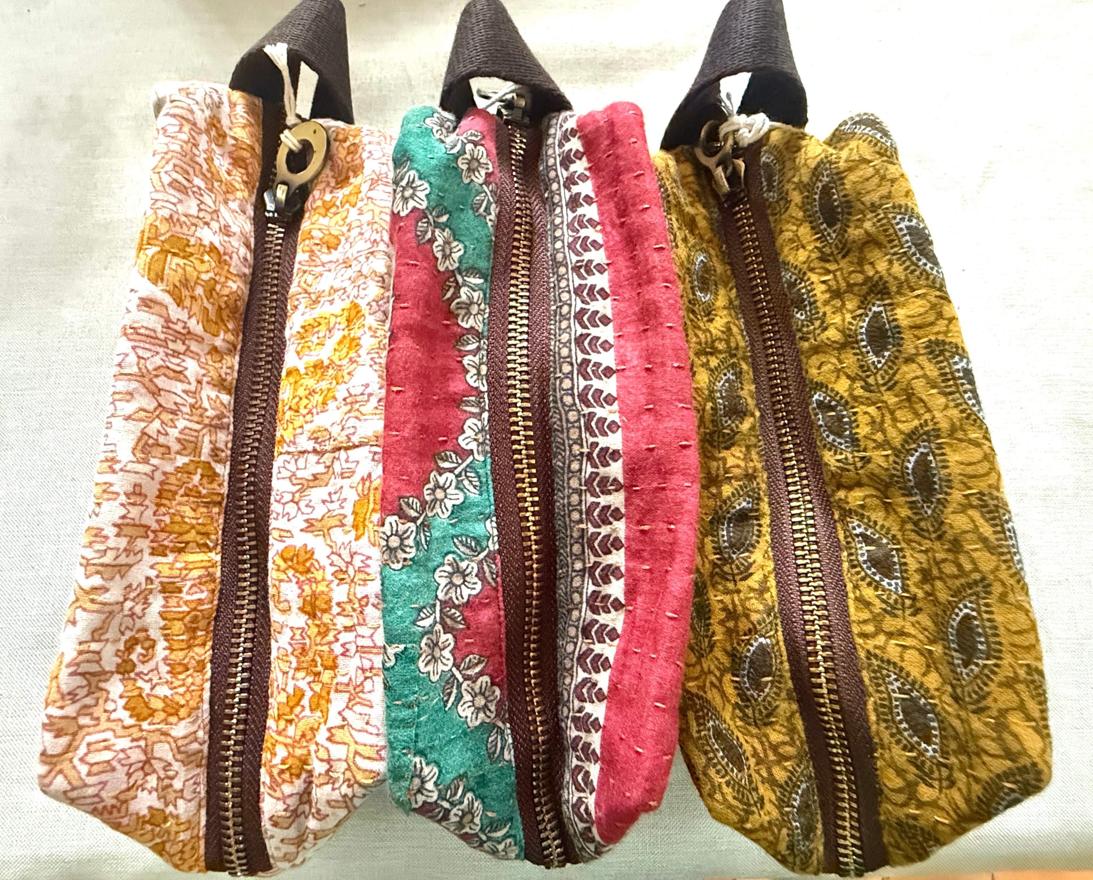 Upcycled Sari Cosmetic Bags - Handmade by Survivors