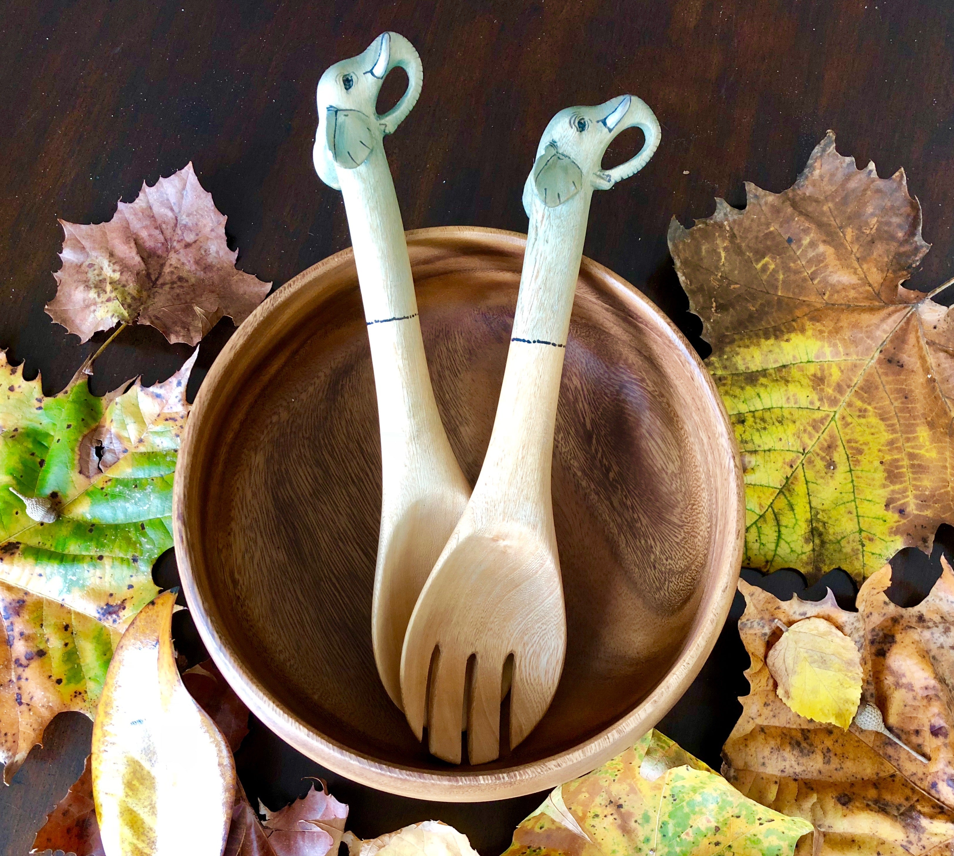 Hand crafted Elephant Salad Servers- Fair Trade, Africa