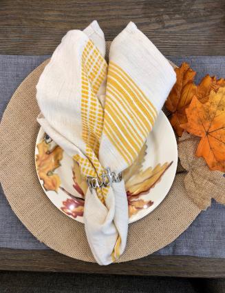 Set of 4 Hand Woven Ethiopian Cotton Dinner Napkins, Eco-Friendly, Fair Trade