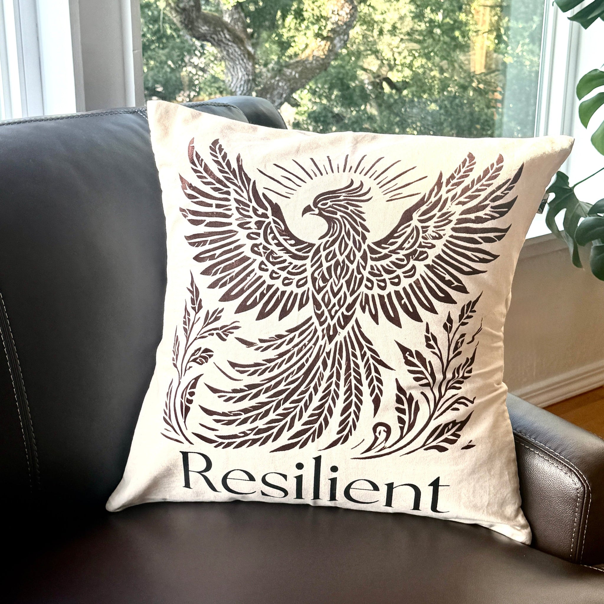 Rising Phoenix Decorative Pillow Cover- 20 x 20 - Handmade by Survivors