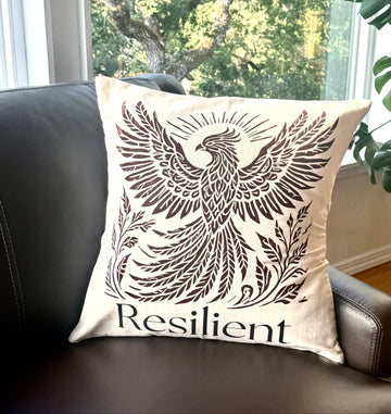 Rising Phoenix Decorative Pillow Cover- 20 x 20 - Handmade by Survivors