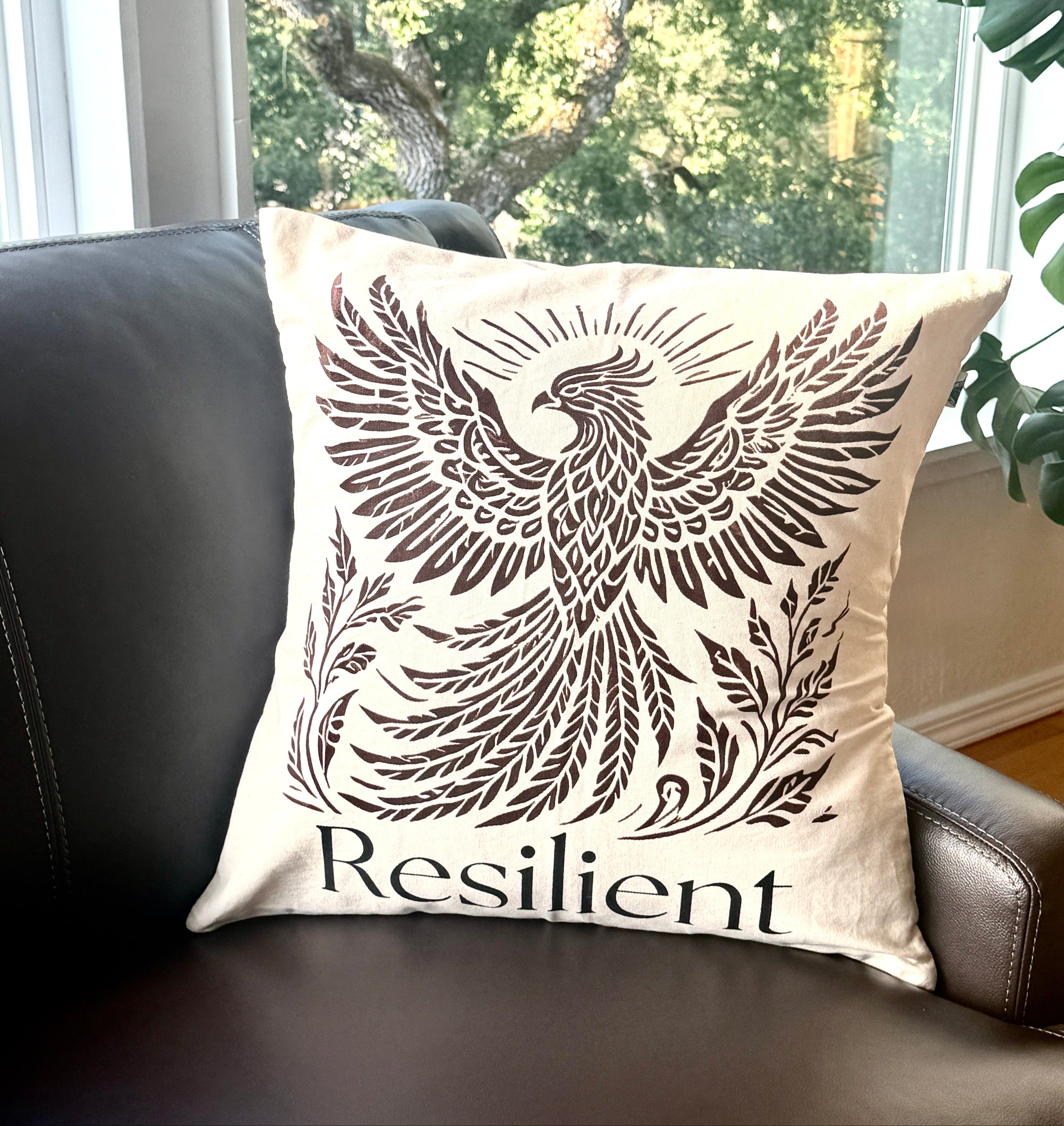 Rising Phoenix Decorative Pillow Cover- 20 x 20 - Handmade by Survivors