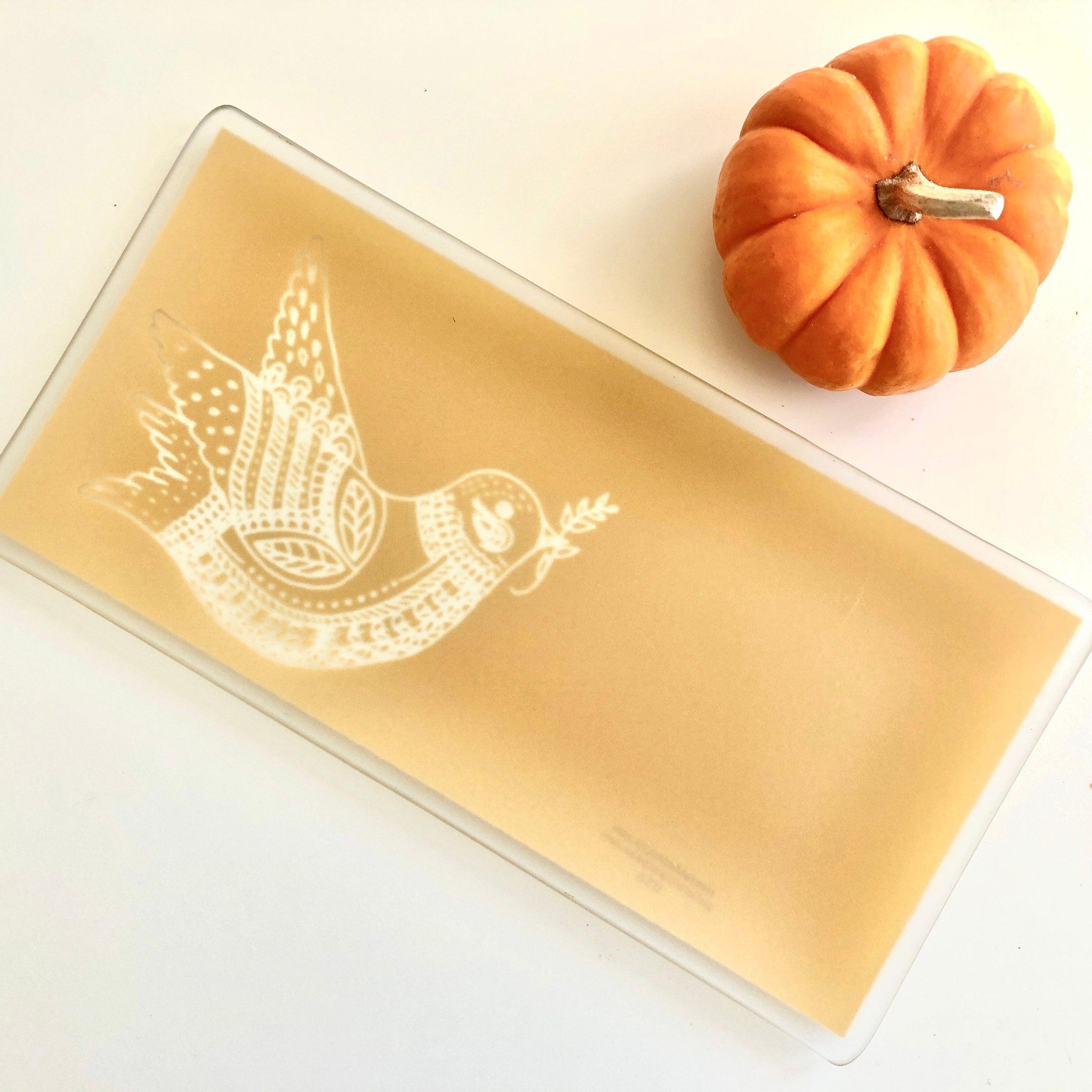 Recycled Glass Etched Dove Tray - Save Landfill Space!