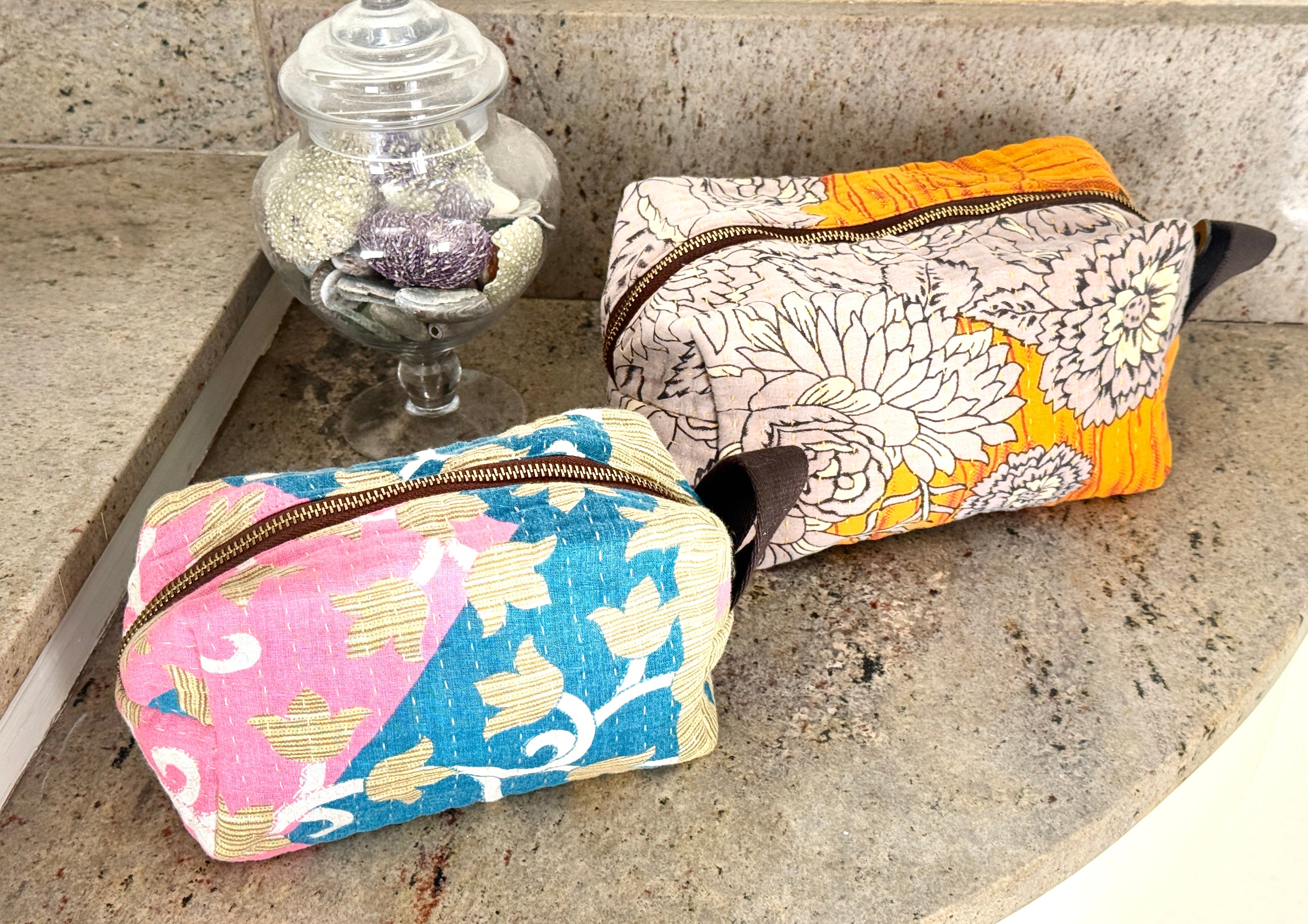 Upcycled Sari Cosmetic Bags - Handmade by Survivors