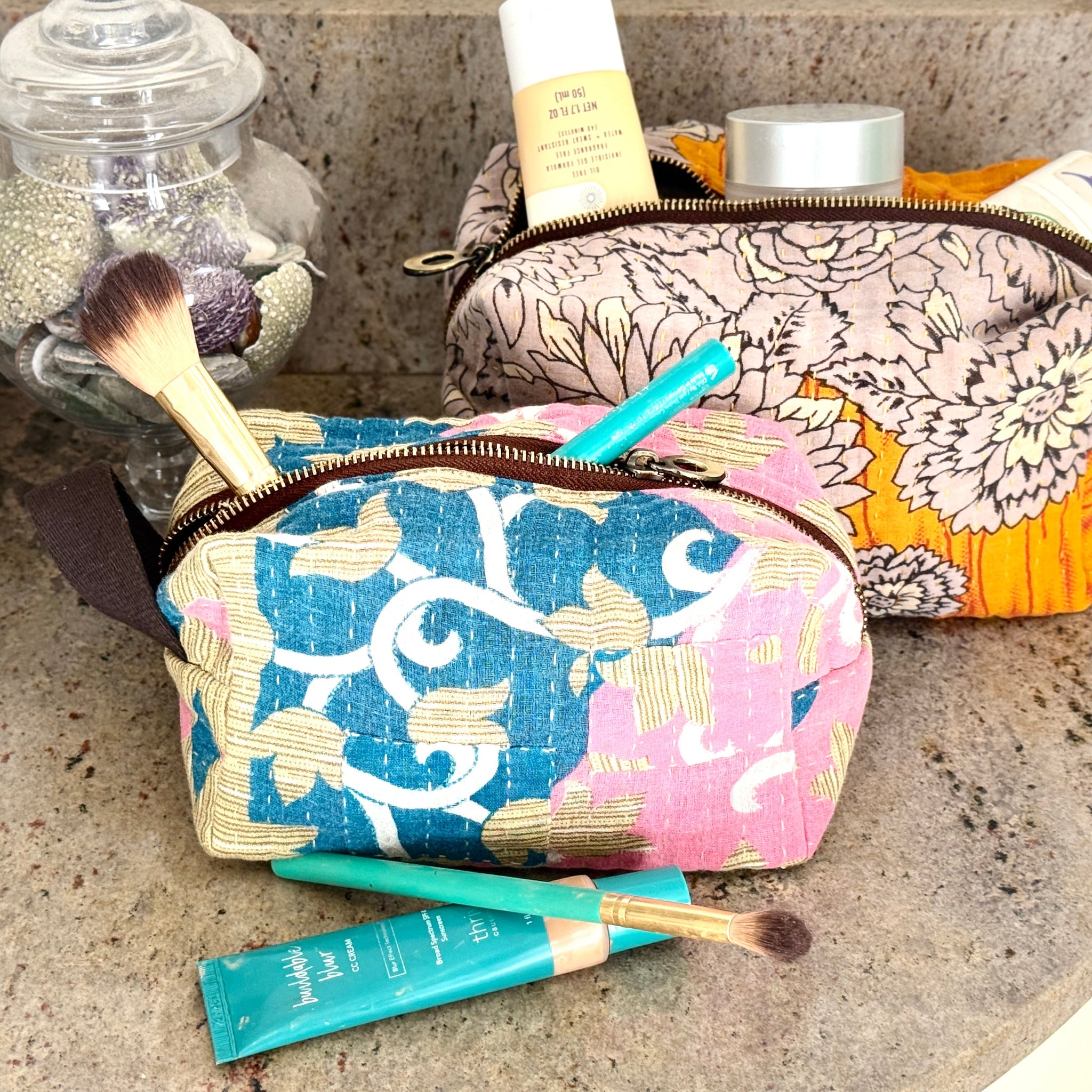 Upcycled Sari Cosmetic Bags - Handmade by Survivors