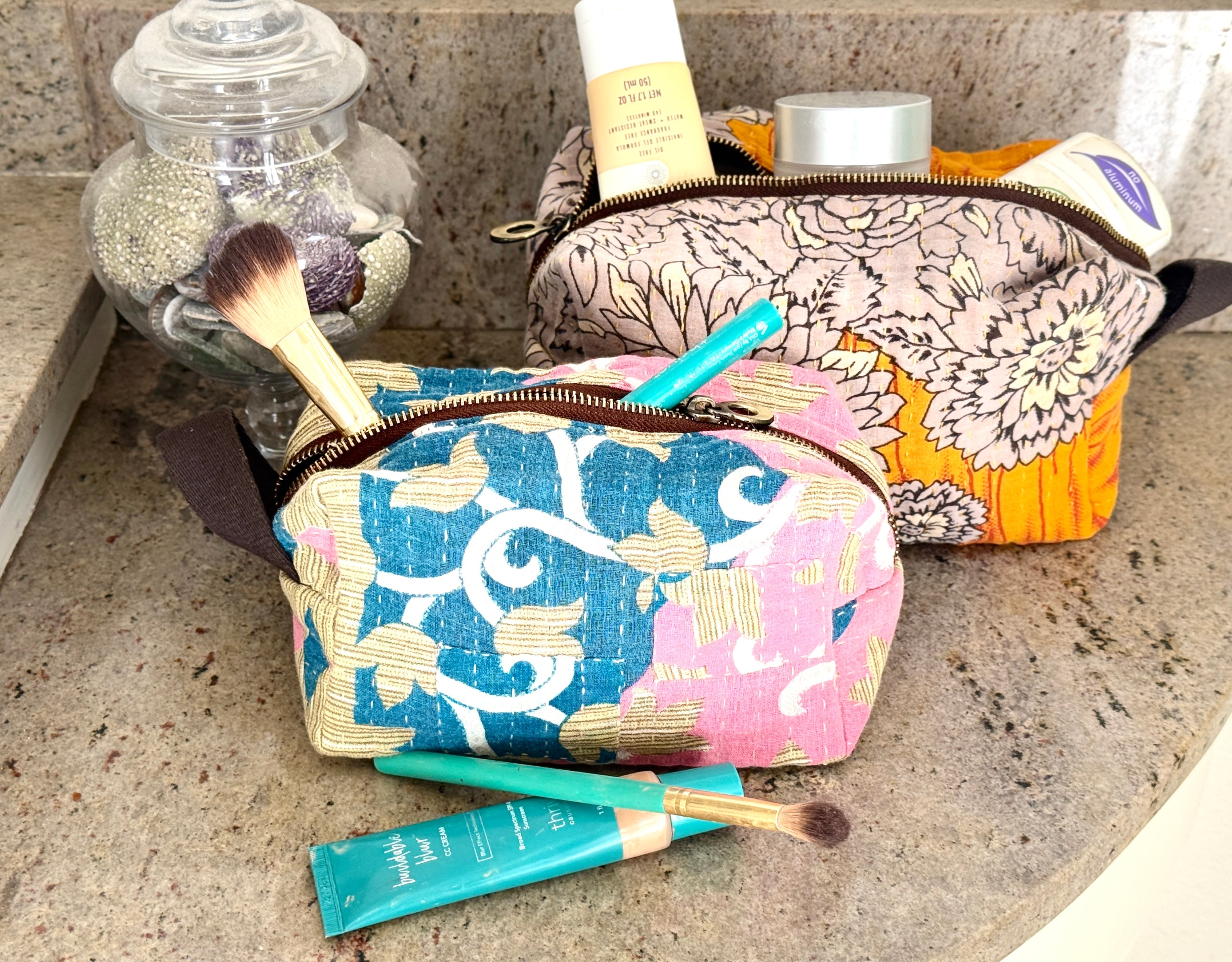 Upcycled Sari Cosmetic Bags - Handmade by Survivors
