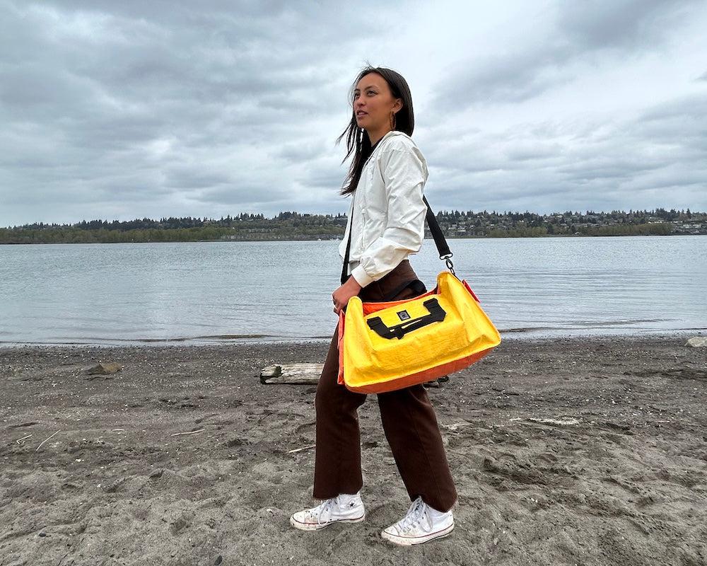 Small Upcycled Duffel Bag, Sustainable