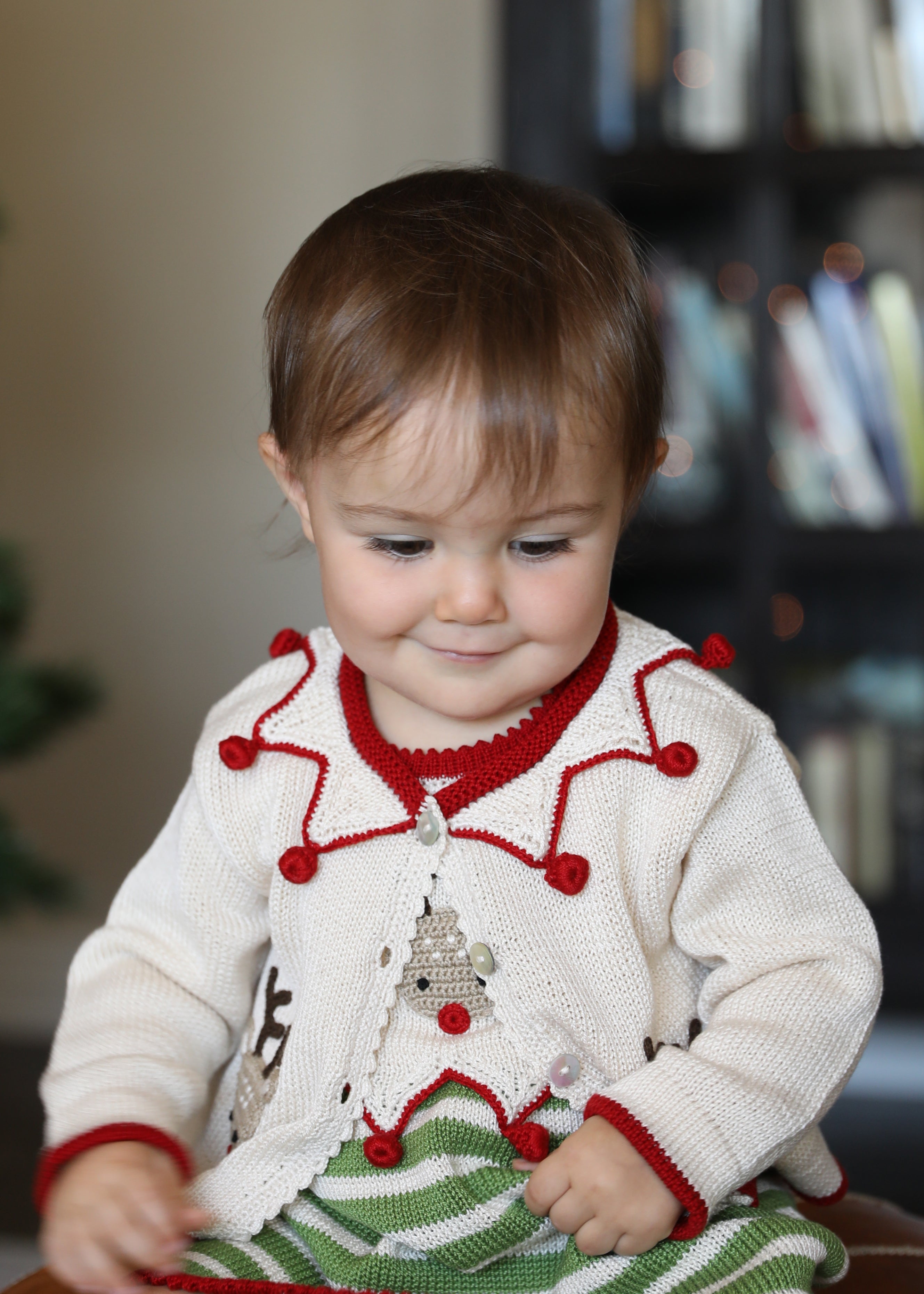 Hand-Knit Reindeer Christmas Cardigan, Baby & Toddler, Fair Trade, Armenia