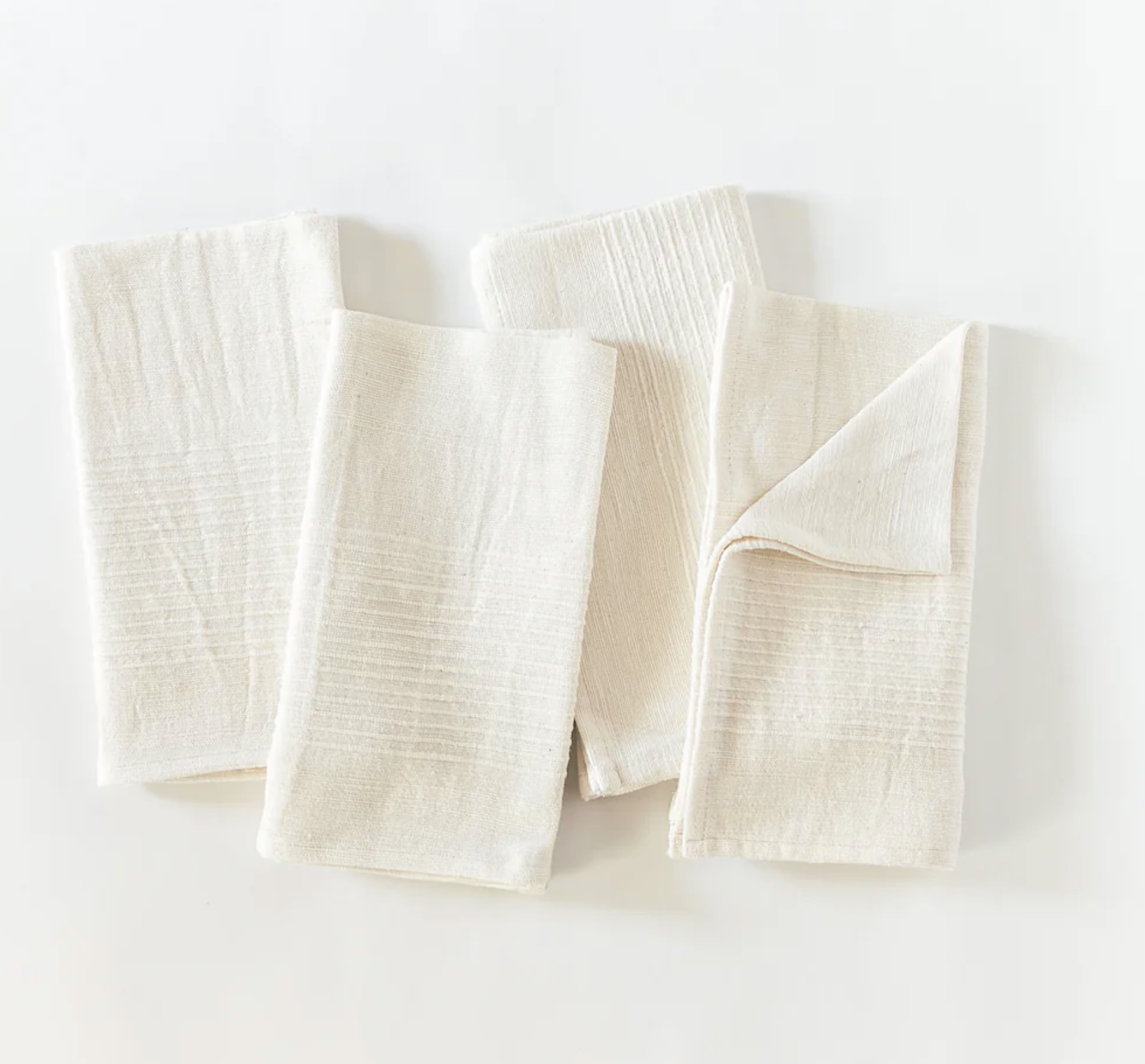 Set of 4 Hand Woven Ethiopian Cotton Cloth Dinner Napkins, Fair Trade, Eco-Friendly