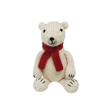 Hand Knit Polar Bear Stuffed Animal, Fair Trade, Peru