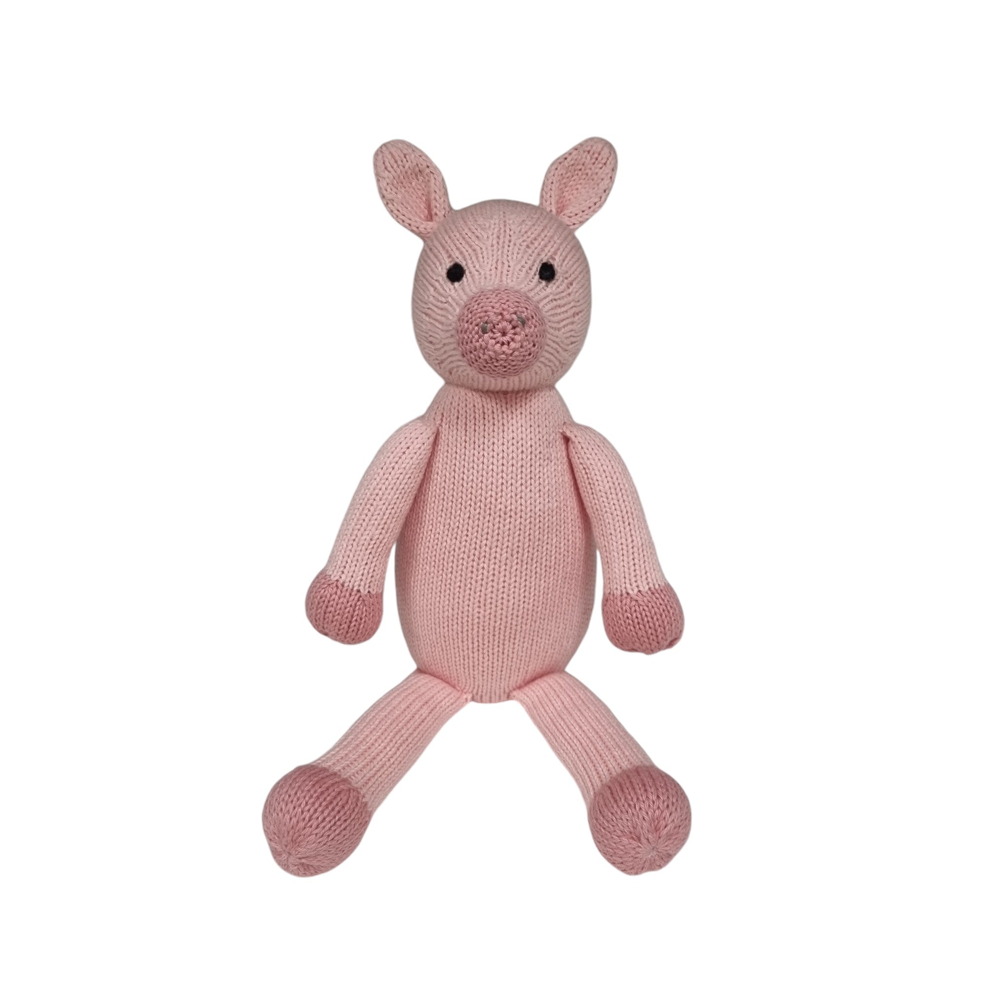 Hand Knit Pink Pig Stuffed Animal, Fair Trade Peru