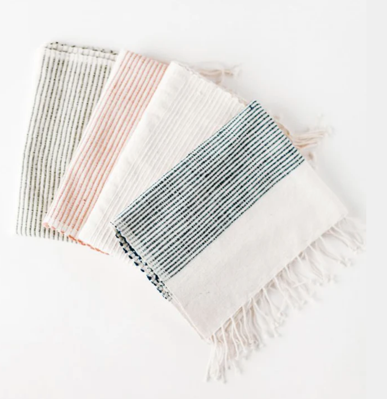Set of 2 Hand Woven Ethiopian Cotton Rivera Hand Towels, Eco-Friendly, Fair Trade