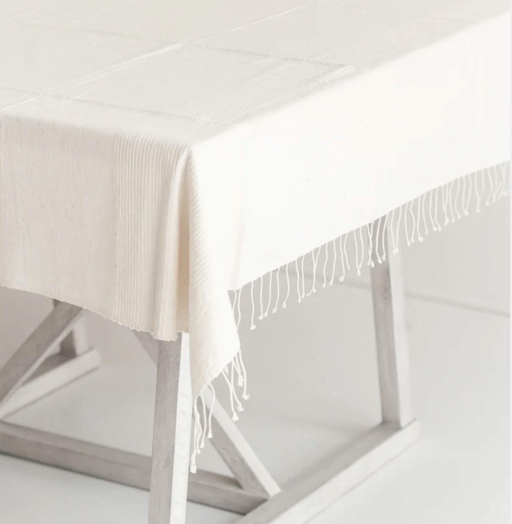 Hand woven Ethiopian Cotton Tablecloth in Blush or Natural- 50x50", 96x54" - Eco-Friendly, Fair Trade