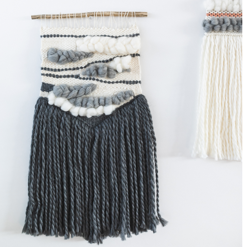 Handmade Woven Wall Hanging in Grey Tones - Helps Break the Cycle of Poverty!