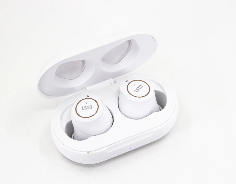 Small Wireless Earbuds in White or Black - Gives hearing aids to people in need