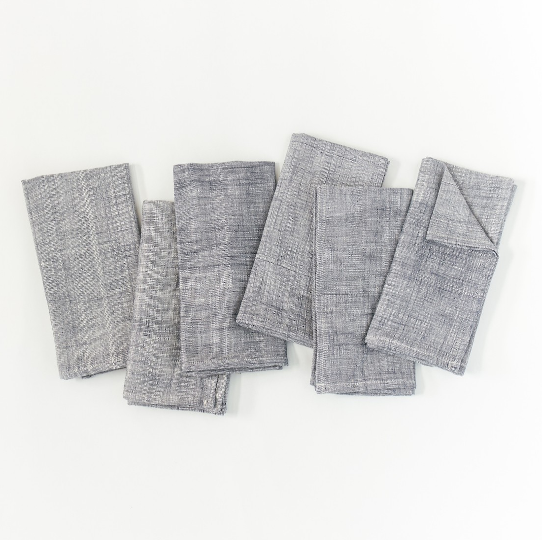 Set of 6 Hand Woven Ethiopian Cotton Petra Dinner Napkins- Navy or Beige, Eco-Friendly, Fair Trade