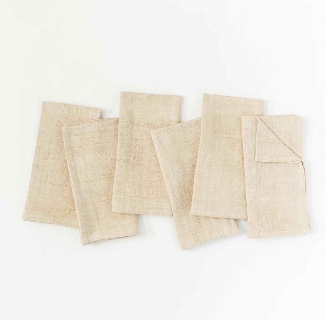 Set of 6 Hand Woven Ethiopian Cotton Petra Dinner Napkins- Navy or Beige, Eco-Friendly, Fair Trade