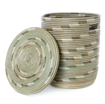 Silver Swirl Hamper Laundry Storage Basket- Fair Trade-Eco-Friendly- Handmade