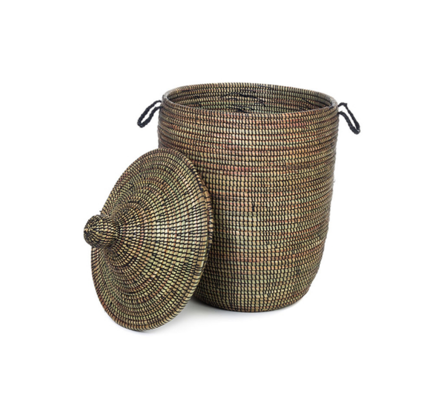 Handwoven Dark Brown Hamper Basket, Fair Trade, Eco-Friendly