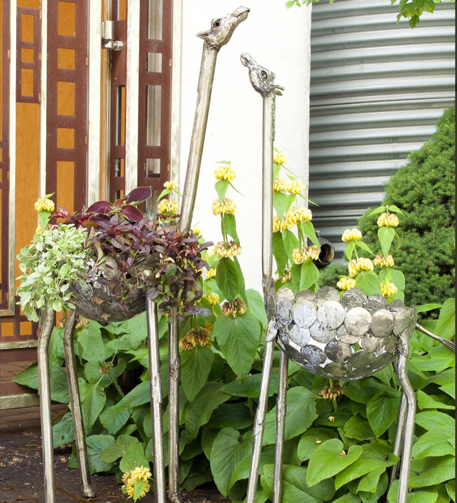 Large outdoor giraffe plant holders- recycled metal, Fair Trade from Kenya