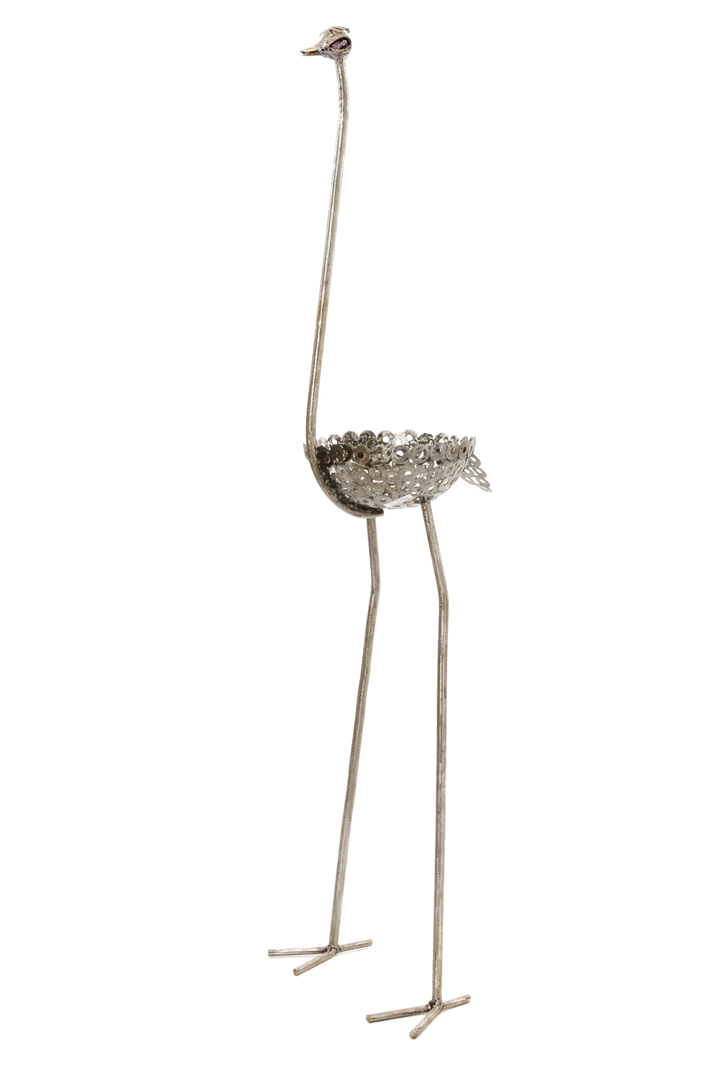 Ostrich garden plant & flower holder (slender)- Recycled metal, Fair Trade from Kenya