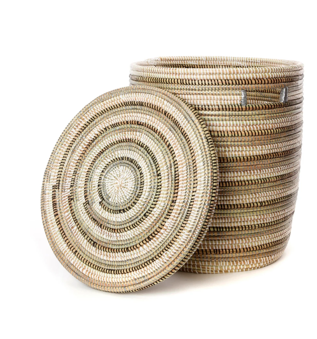 Striped Hamper Laundry Storage Basket- Fair Trade-Eco-Friendly- Handmade