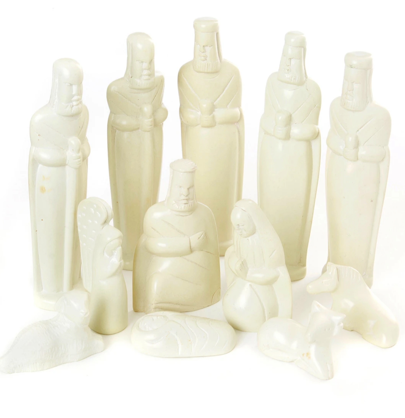 Tall Hand Carved Soapstone Nativity Scene, Fair Trade, Kenya