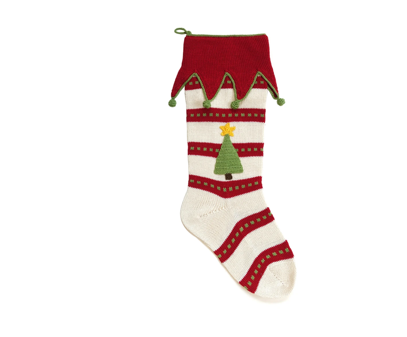 Hand Knit Christmas Tree Stocking, Fair Trade, Armenia