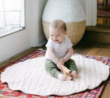 Hand-Woven Quilted Stone Washed Linen Baby Play Mat