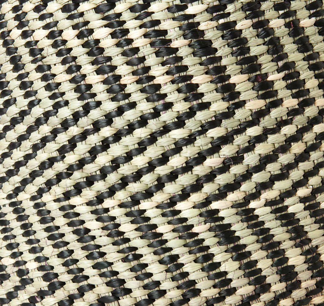 Handwoven Grass Reed Storage Baskets, Black Diagonal, Fair Trade, Tanzania