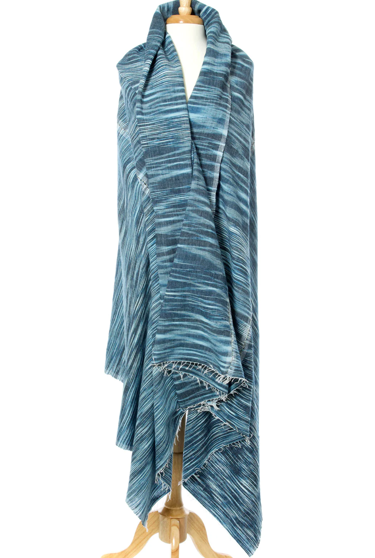 Blue Tones Handspun Ethiopian Organic Cotton Throw, Wrap, Shawl or Table Cloth, Fair Trade