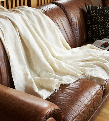 Ivory Handspun Ethiopian Cotton Throw, Wrap, Shawl, Coverlet or Table Cloth, Fair Trade
