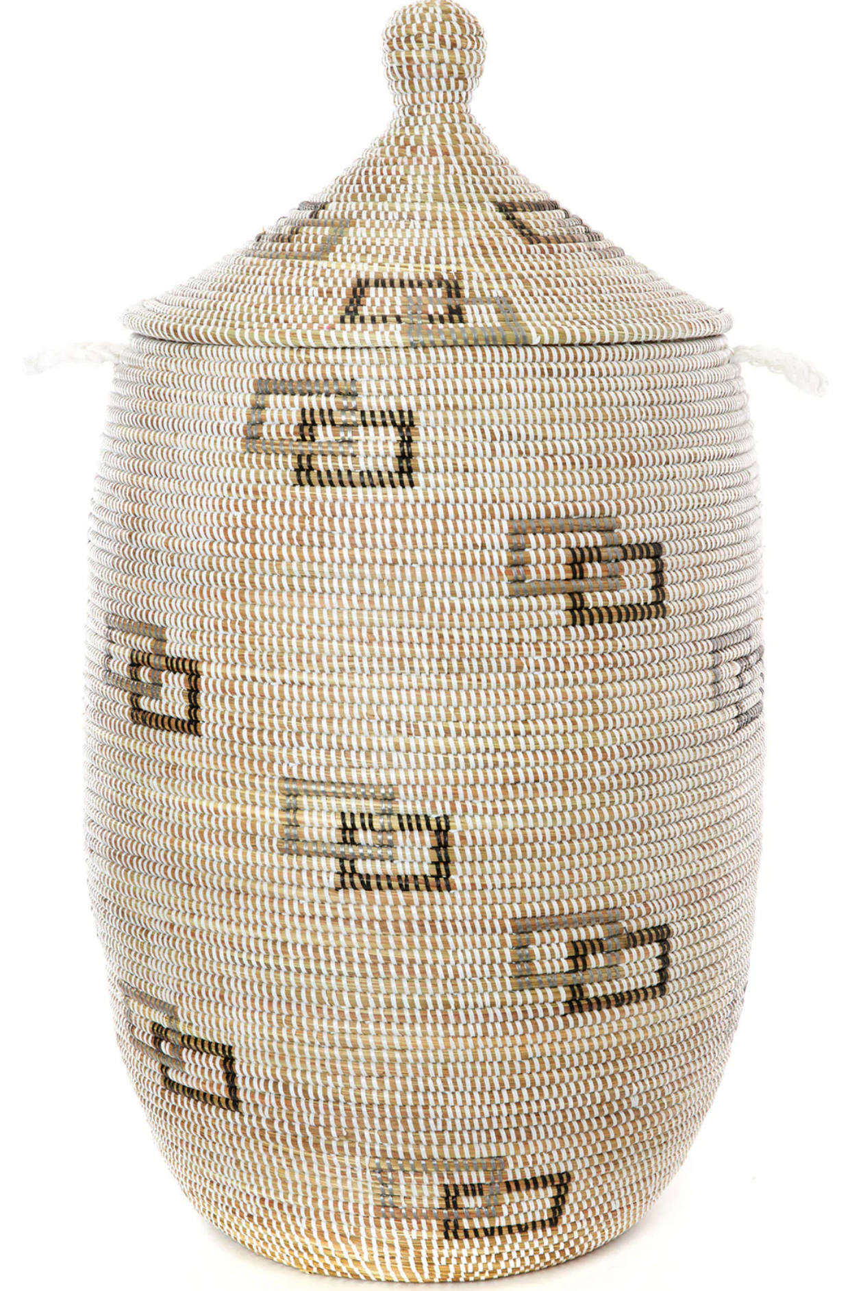 Large Hamper Storage Basket, Natural & Rectangles, Fair Trade & Eco-Friendly