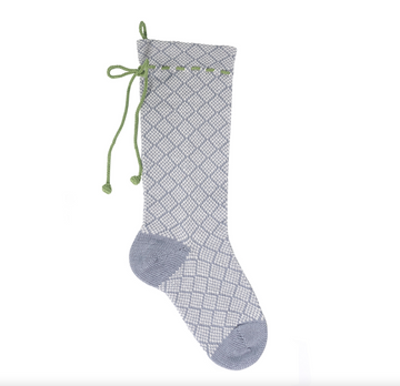 Hand Knit Grey Pattern Christmas Stocking, Fair Trade, Armenia